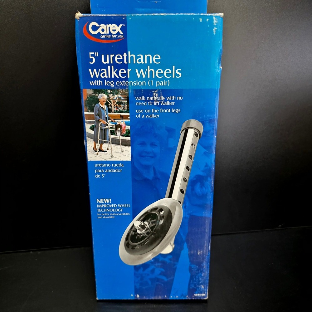 Carex Walker Wheels 5" Silver Urethane Leg Extension Pair A844-00 Mobility